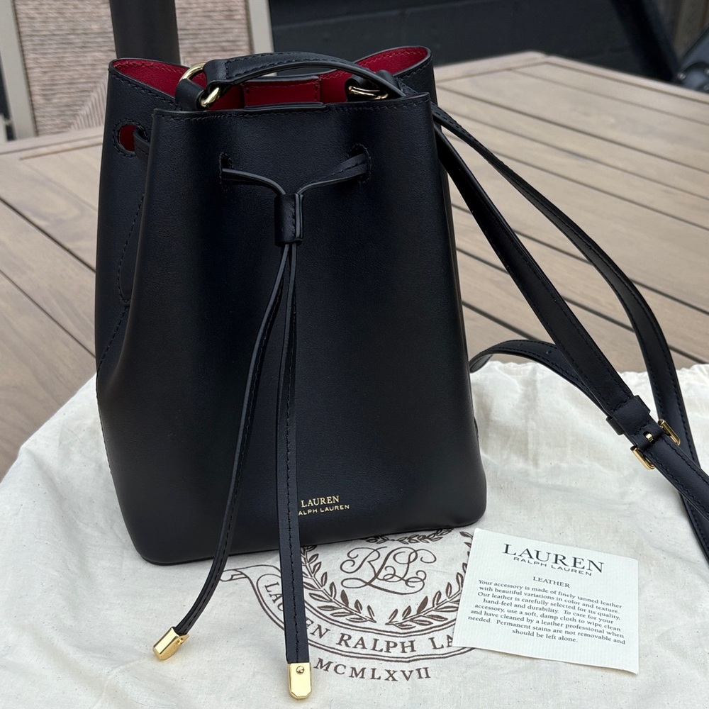 Lauren Ralph Lauren Black and Red Mini Bucket Bag
